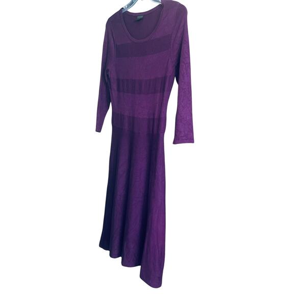 WORTHINGTON LONG SLV MIDI FIT & FLARE WAIST DRESS, WOMENS, S, PURPLE, ROUND NECK - Picture 4 of 11